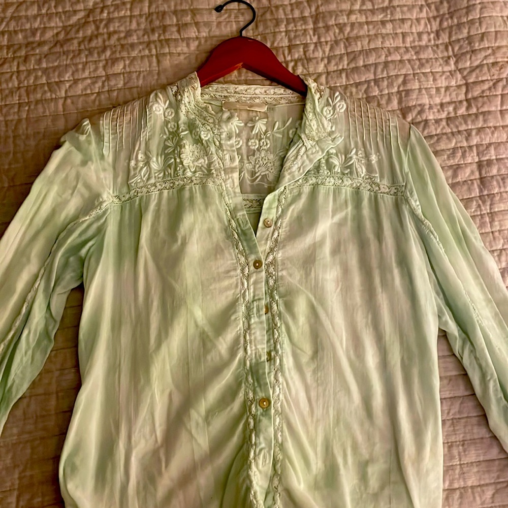 Loveshackfancy lace button-down shirt. Gorgeous embroidery.